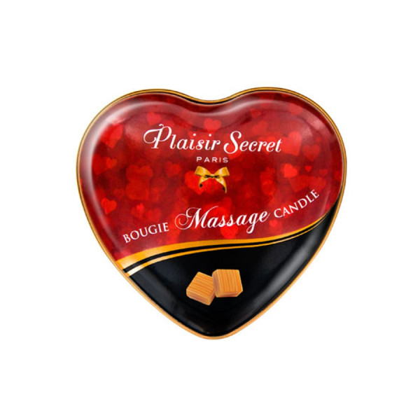 Mini bougie de massage caramel boîte coeur 35ml 
